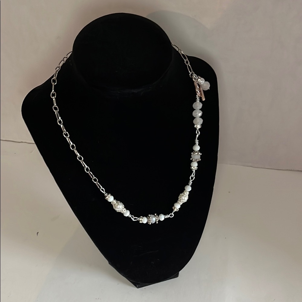 Handmade Elegant Silver copper and White Necklace